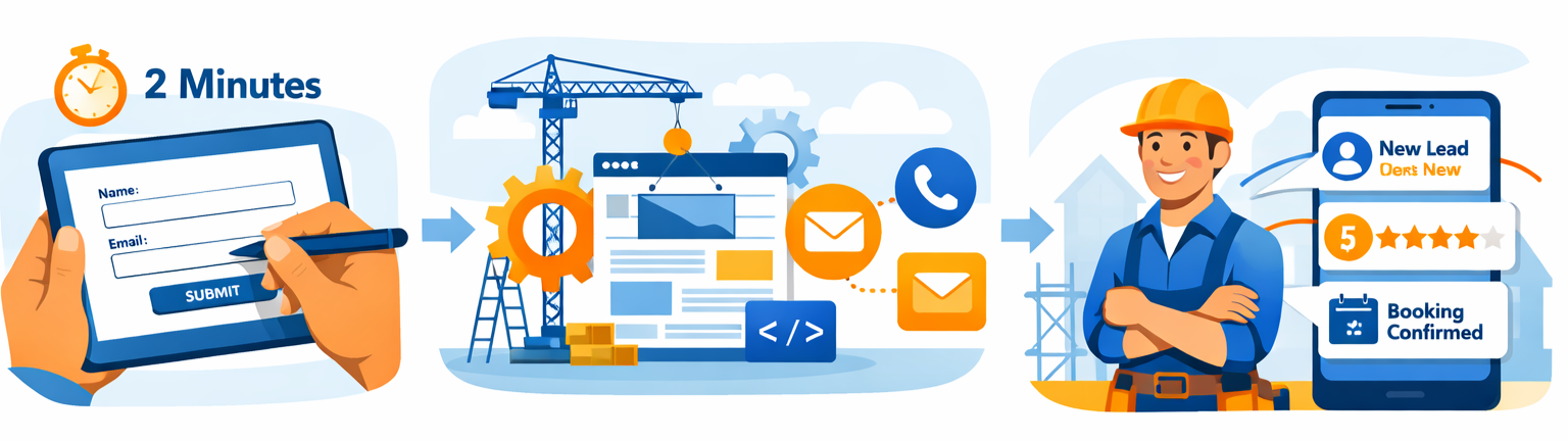 Three step process: tell us about your business, we build your system, you focus on the work