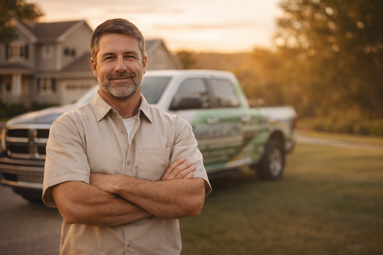 Contractor at golden hour